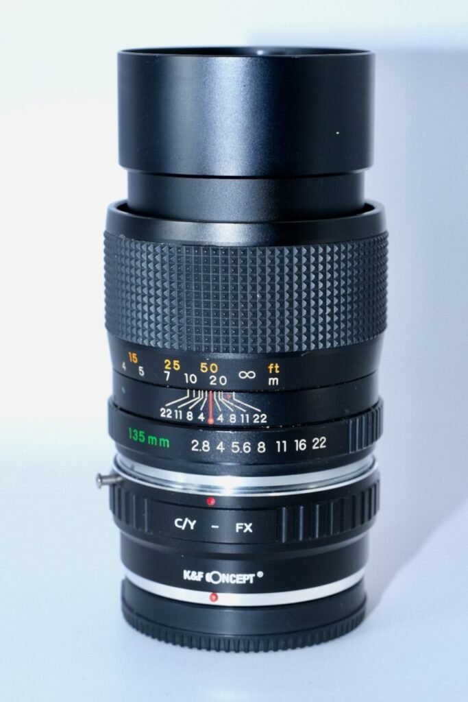 Yashica ML 135mm f2.8 lens, sat on a C/T to Fuji X adaptor